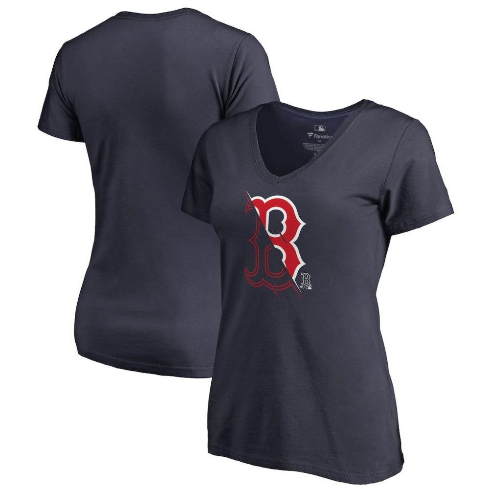 Navy Boston Red Sox Women's X-Ray V-Neck T-Shirt