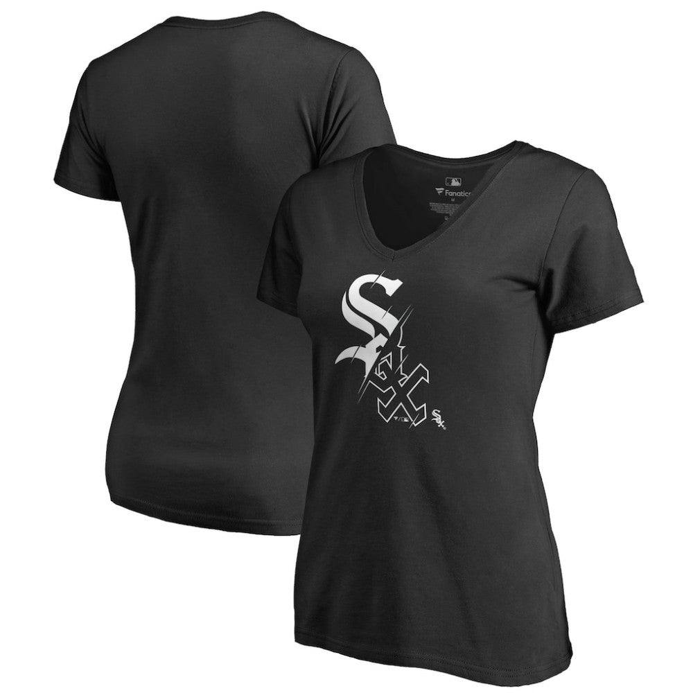 Black Chicago White Sox Women's X-Ray V-Neck T-Shirt