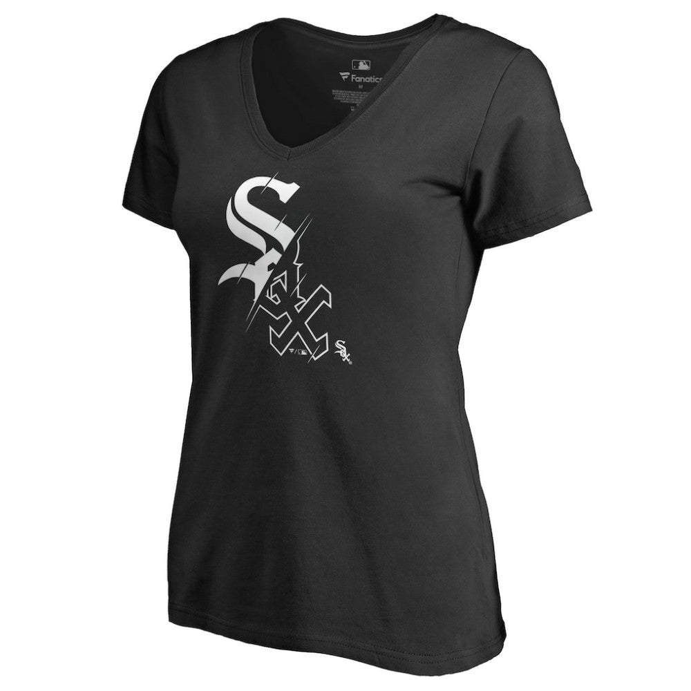 Black Chicago White Sox Women's X-Ray V-Neck T-Shirt