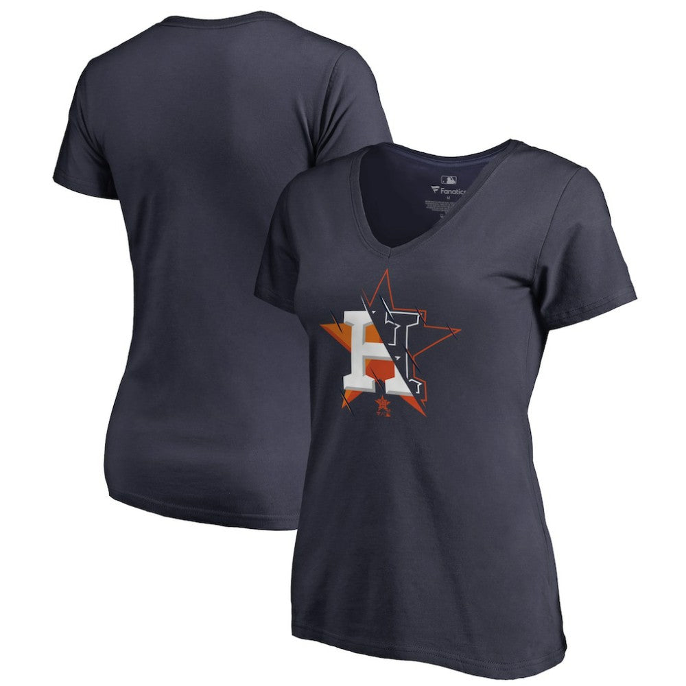 Navy Houston Astros Women's X-Ray V-Neck T-Shirt