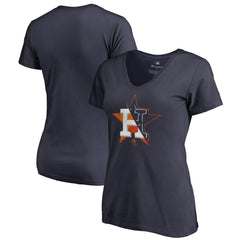 Navy Houston Astros Women's X-Ray V-Neck T-Shirt