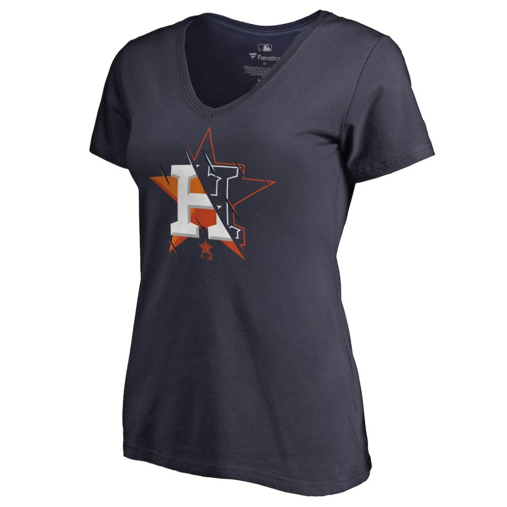 Navy Houston Astros Women's X-Ray V-Neck T-Shirt