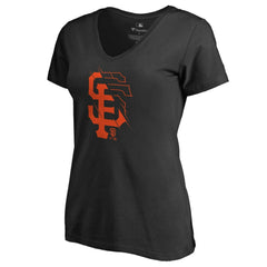 Black San Francisco Giants Women's X-Ray V-Neck T-Shirt