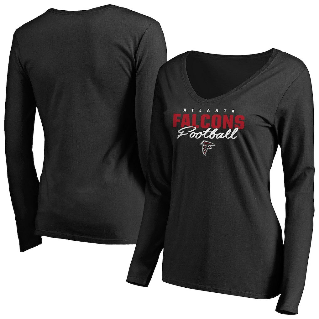 Women's Iconic Collection Script Assist Long Sleeve V-Neck T-Shirt - Atlanta Falcons T-shirts