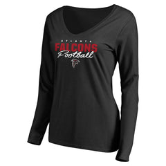Women's Iconic Collection Script Assist Long Sleeve V-Neck T-Shirt - Atlanta Falcons T-shirts
