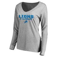 Women's Iconic Collection Script Assist Long Sleeve V-Neck T-Shirt - Detroit Lions T-shirts