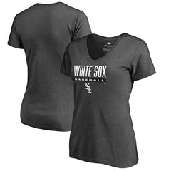 Ash Chicago White Sox Women's Win Stripe V-Neck T-Shirt