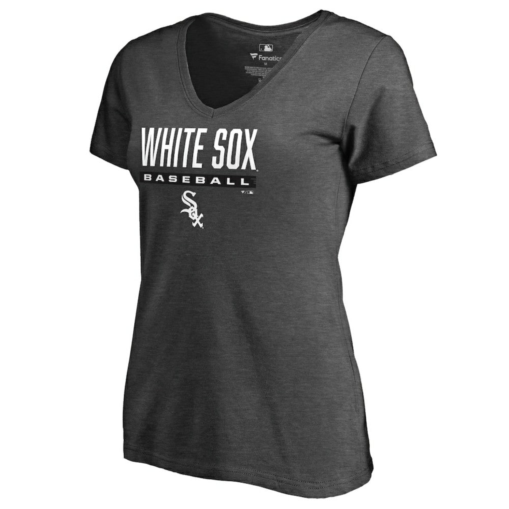Ash Chicago White Sox Women's Win Stripe V-Neck T-Shirt