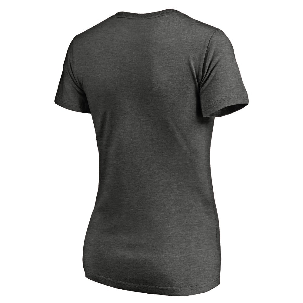Ash Cincinnati Reds Women's Win Stripe V-Neck T-Shirt