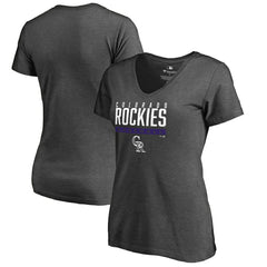 Ash Colorado Rockies Women's Win Stripe V-Neck T-Shirt