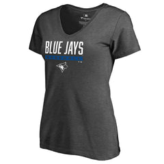 Ash Toronto Blue Jays Women's Win Stripe V-Neck T-Shirt