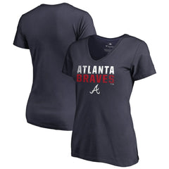 Navy Atlanta Braves Women's Fade Out V-Neck T-Shirt