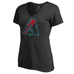 Black Arizona Diamondbacks Women's X-Ray V-Neck T-Shirt