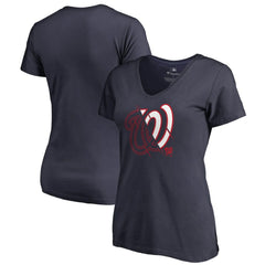Navy Washington Nationals Women's X-Ray V-Neck T-Shirt