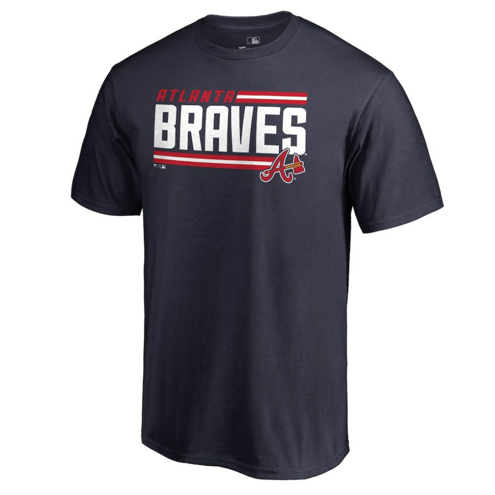 Navy Atlanta Braves Onside Stripe T-Shirt