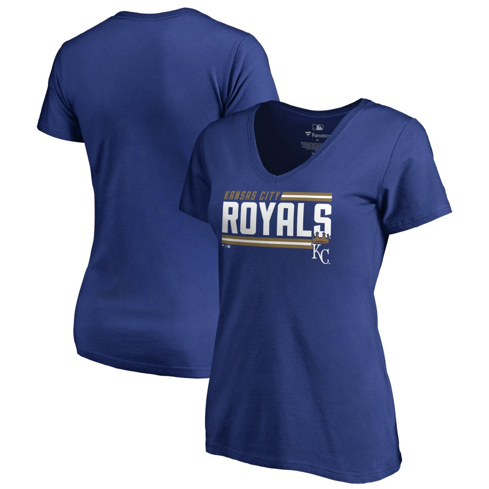 Royal Kansas City Royals Women's Onside Stripe V-Neck T-Shirt