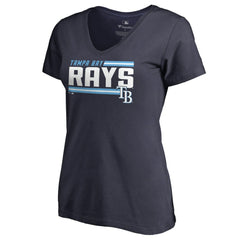 Navy Tampa Bay Rays Women's Onside Stripe V-Neck T-Shirt