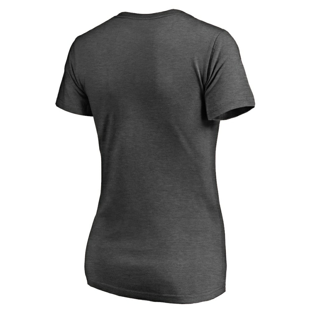 Ash Atlanta Braves Women's Charcoal Stack V-Neck T-Shirt