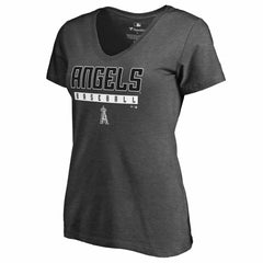 Ash Los Angeles Angels Women's Charcoal Stack V-Neck T-Shirt