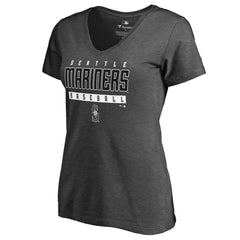 Ash Seattle Mariners Women's Charcoal Stack V-Neck T-Shirt