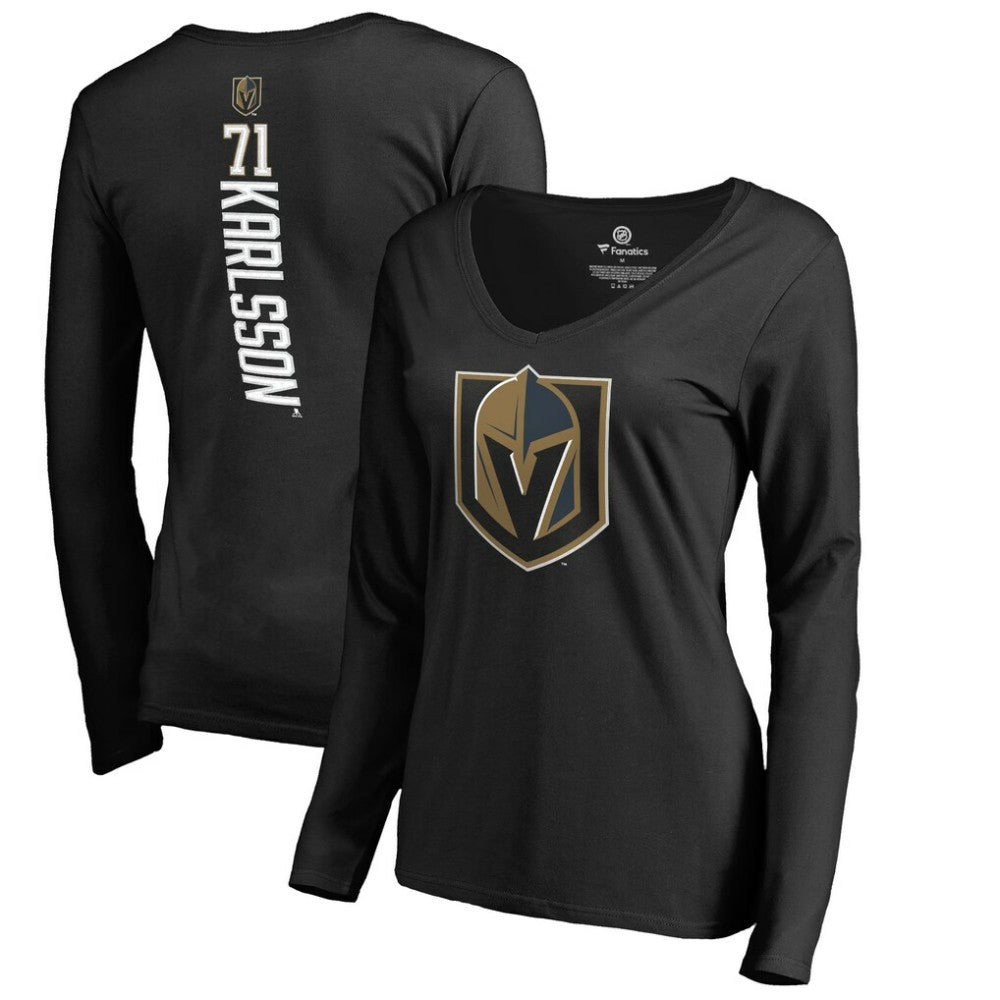 NHL William Karlsson Vegas Golden Knights Women's Backer V-Neck Long Sleeve T-Shirt