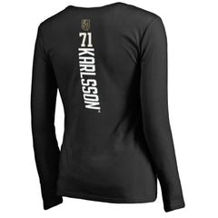 NHL William Karlsson Vegas Golden Knights Women's Backer V-Neck Long Sleeve T-Shirt