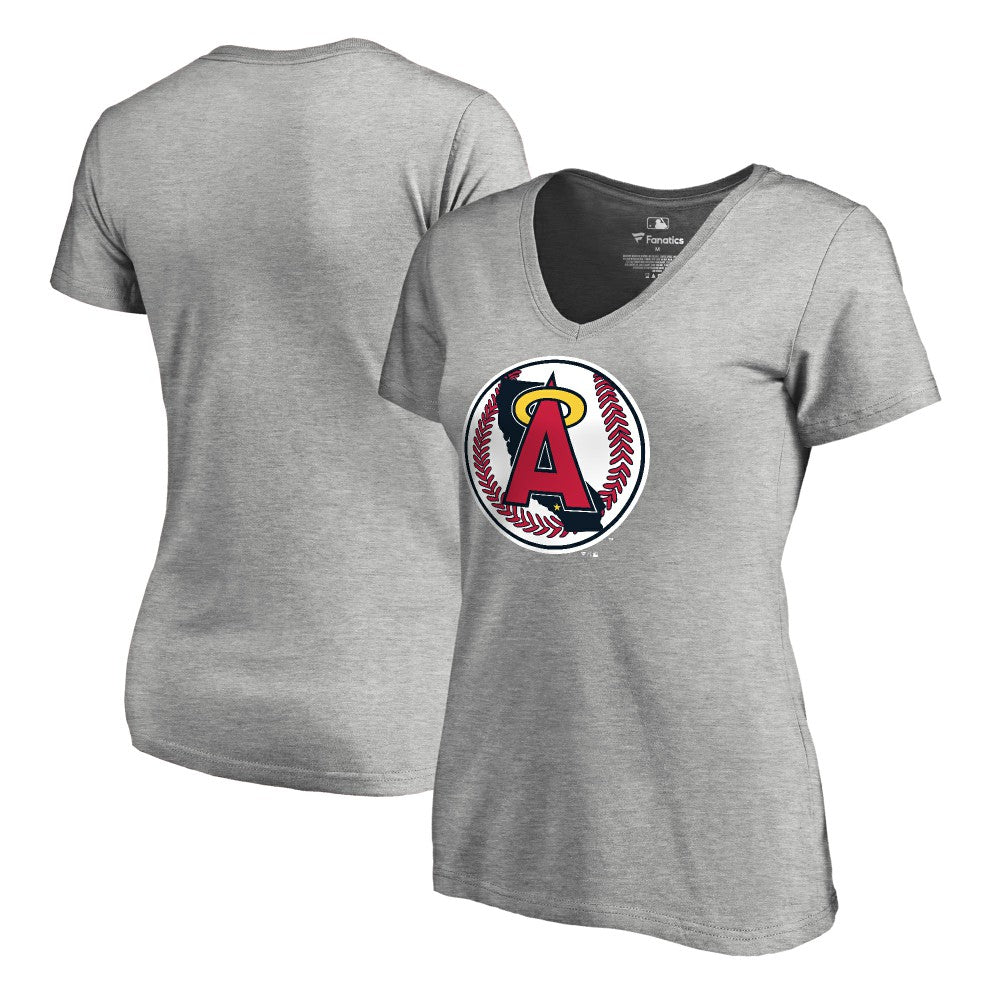 Heathered Gray California Angels Women's Cooperstown Collection Vintage Forbes V-Neck T-Shirt