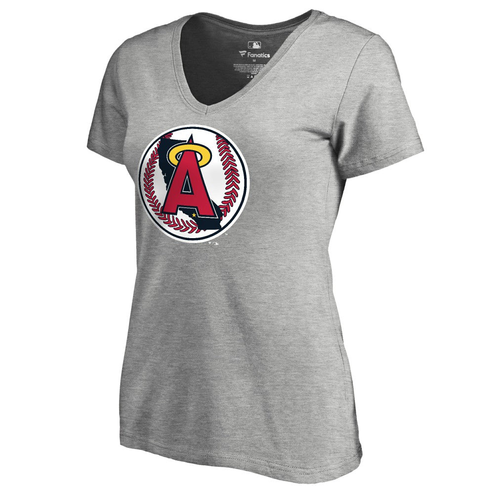 Heathered Gray California Angels Women's Cooperstown Collection Vintage Forbes V-Neck T-Shirt