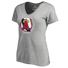 Heathered Gray California Angels Women's Cooperstown Collection Vintage Forbes V-Neck T-Shirt