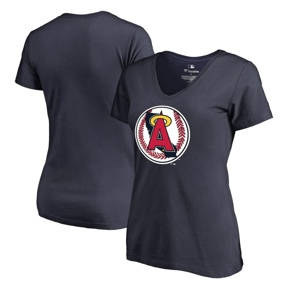 Navy California Angels Women's Cooperstown Collection Vintage Forbes V-Neck T-Shirt
