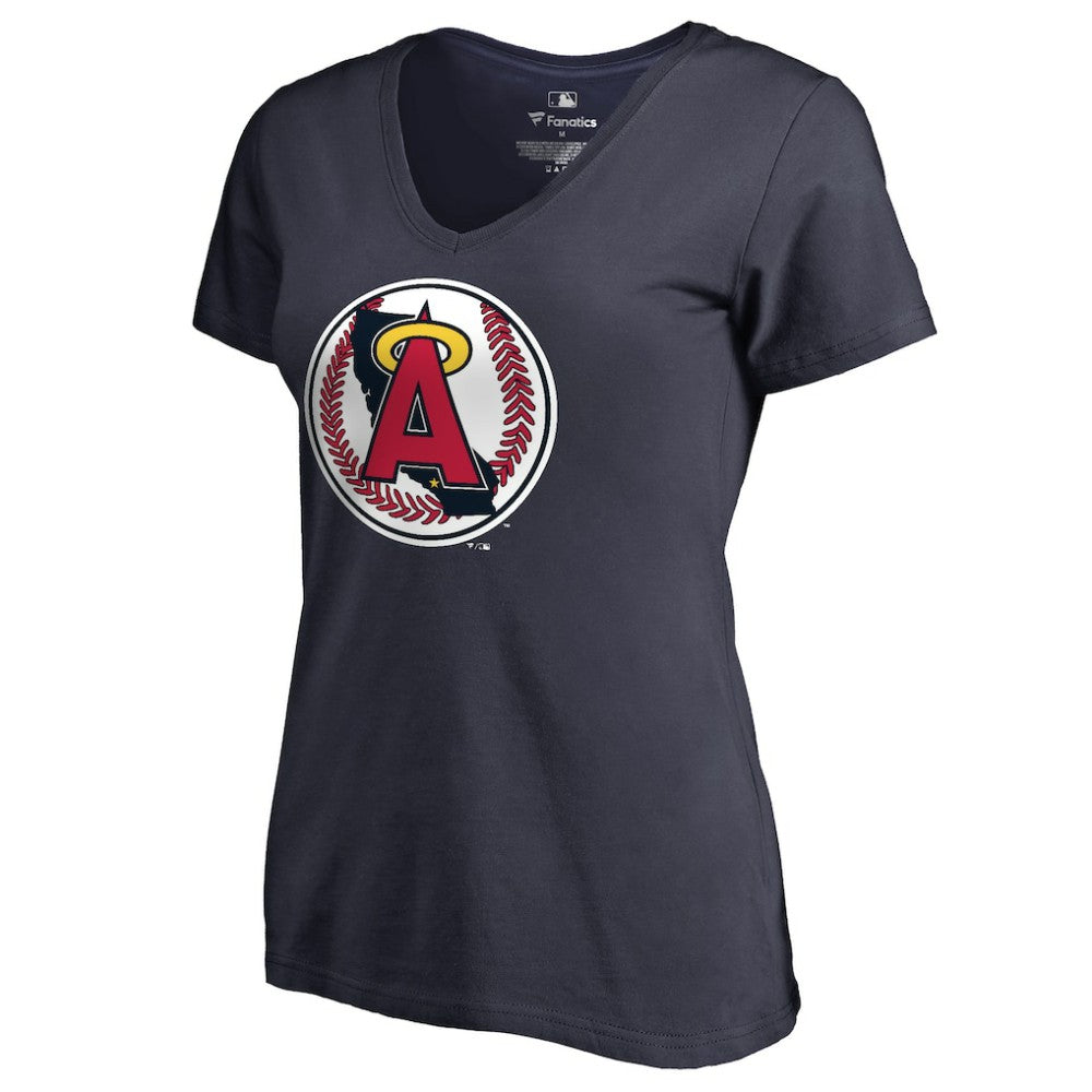 Navy California Angels Women's Cooperstown Collection Vintage Forbes V-Neck T-Shirt