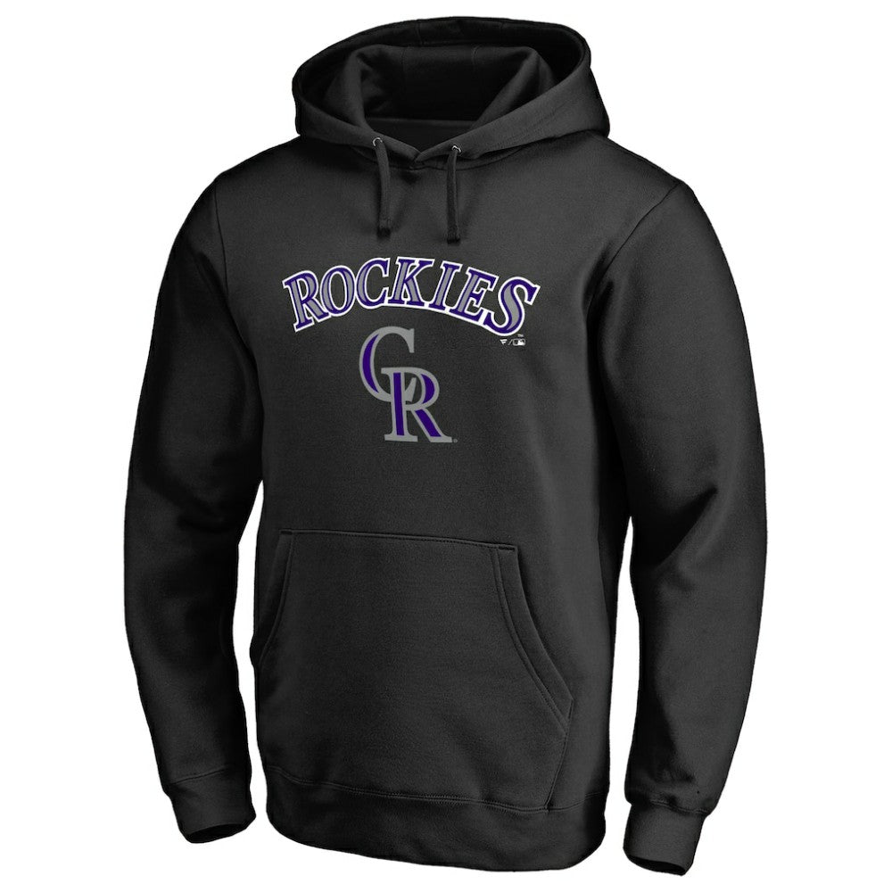Black Colorado Rockies Team Lockup Fitted Pullover Hoodie