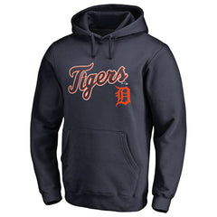 Navy Detroit Tigers Team Lockup Fitted Pullover Hoodie