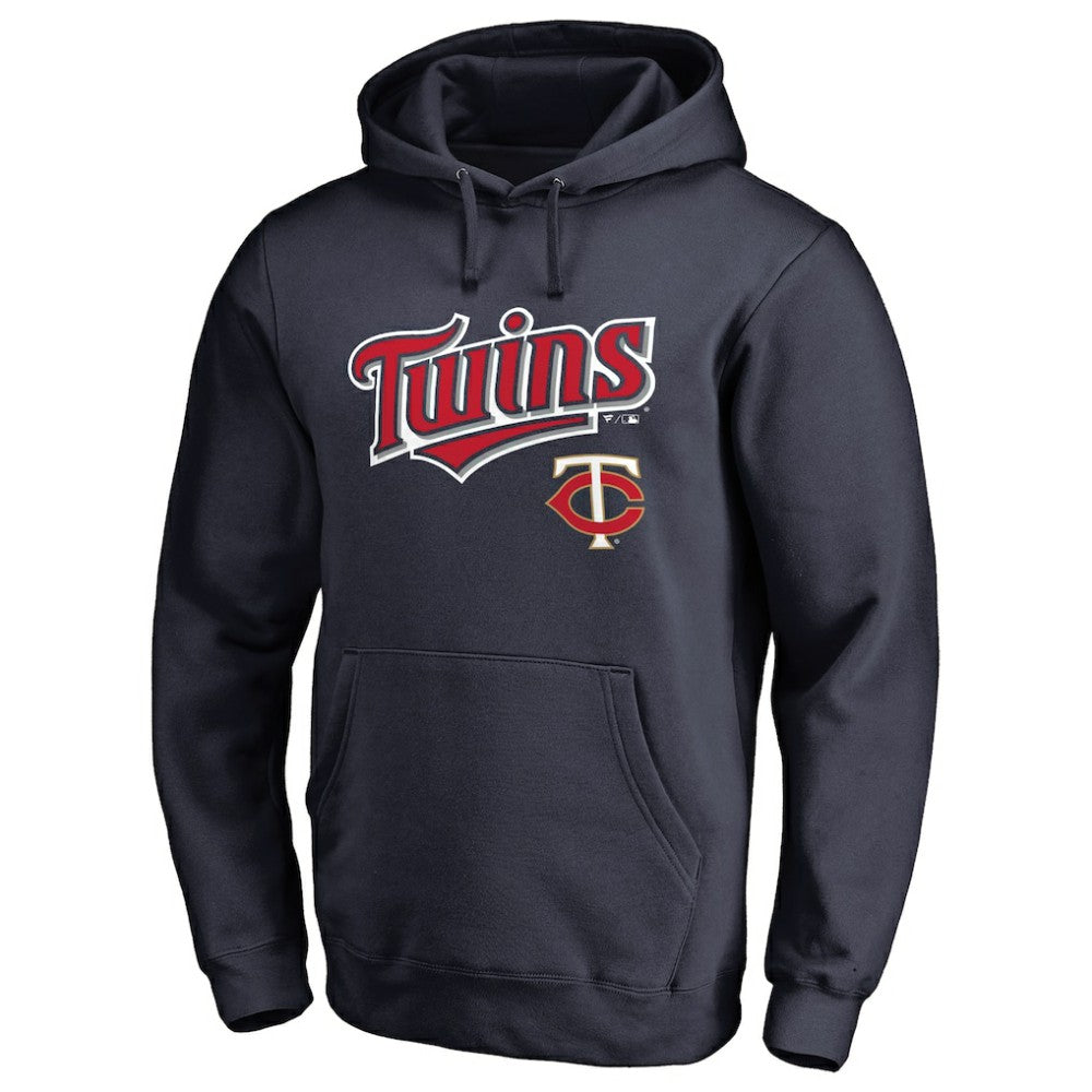 Navy Minnesota Twins Team Lockup Fitted Pullover Hoodie