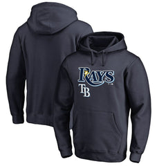 Navy Tampa Bay Rays Team Lockup Fitted Pullover Hoodie