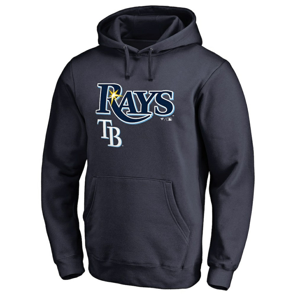 Navy Tampa Bay Rays Team Lockup Fitted Pullover Hoodie