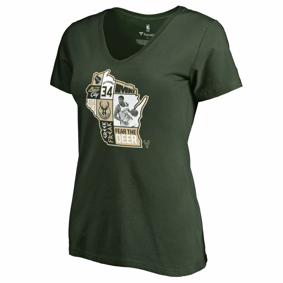 Giannis Antetokounmpo Milwaukee Bucks Women's Player State V-Neck T-Shirt