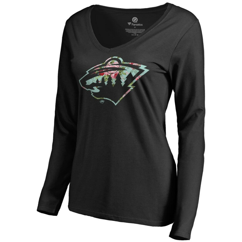 NHL Minnesota Wild Women's Lovely Long Sleeve V-Neck T-Shirt