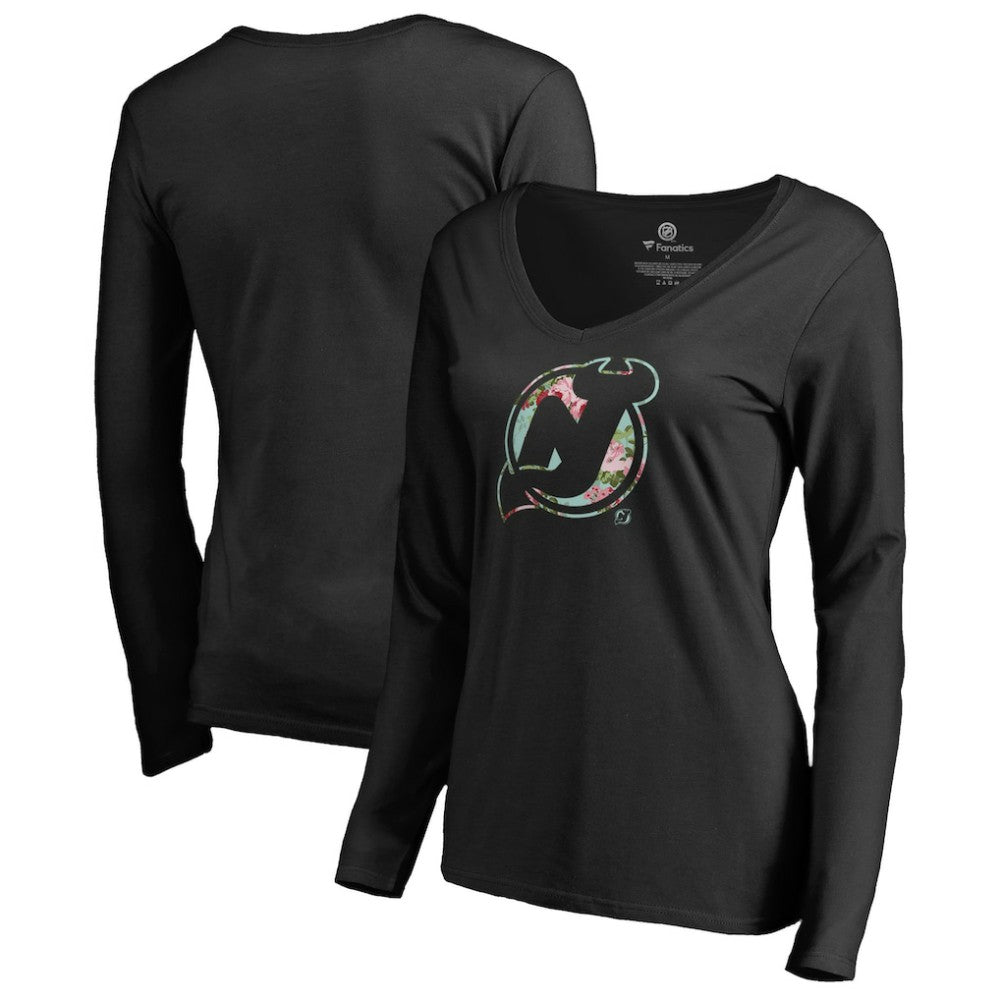 NHL New Jersey Devils Women's Lovely Long Sleeve V-Neck T-Shirt