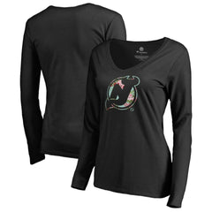 NHL New Jersey Devils Women's Lovely Long Sleeve V-Neck T-Shirt