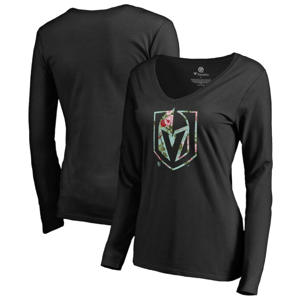 NHL Vegas Golden Knights Women's Lovely Long Sleeve V-Neck T-Shirt