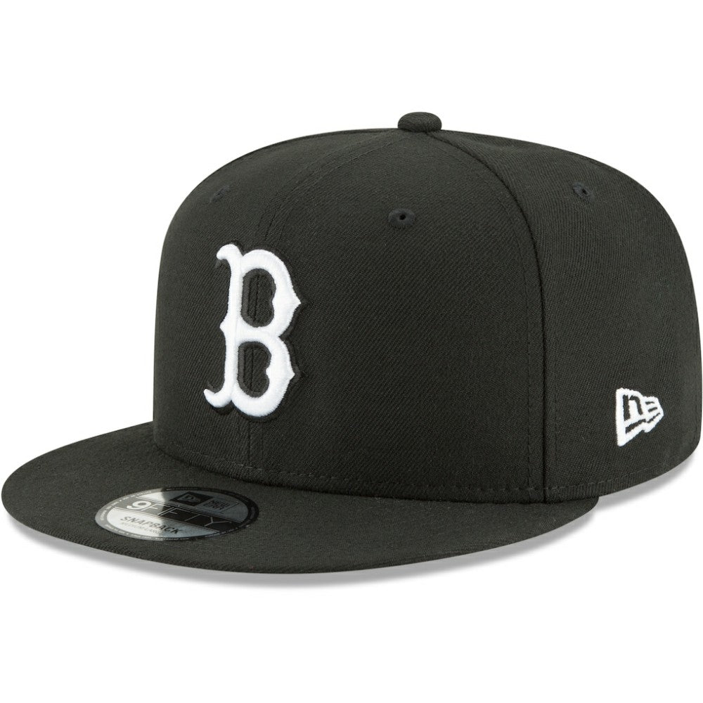 Black Boston Red Sox New Era Black & White 9FIFTY Snapback Hat