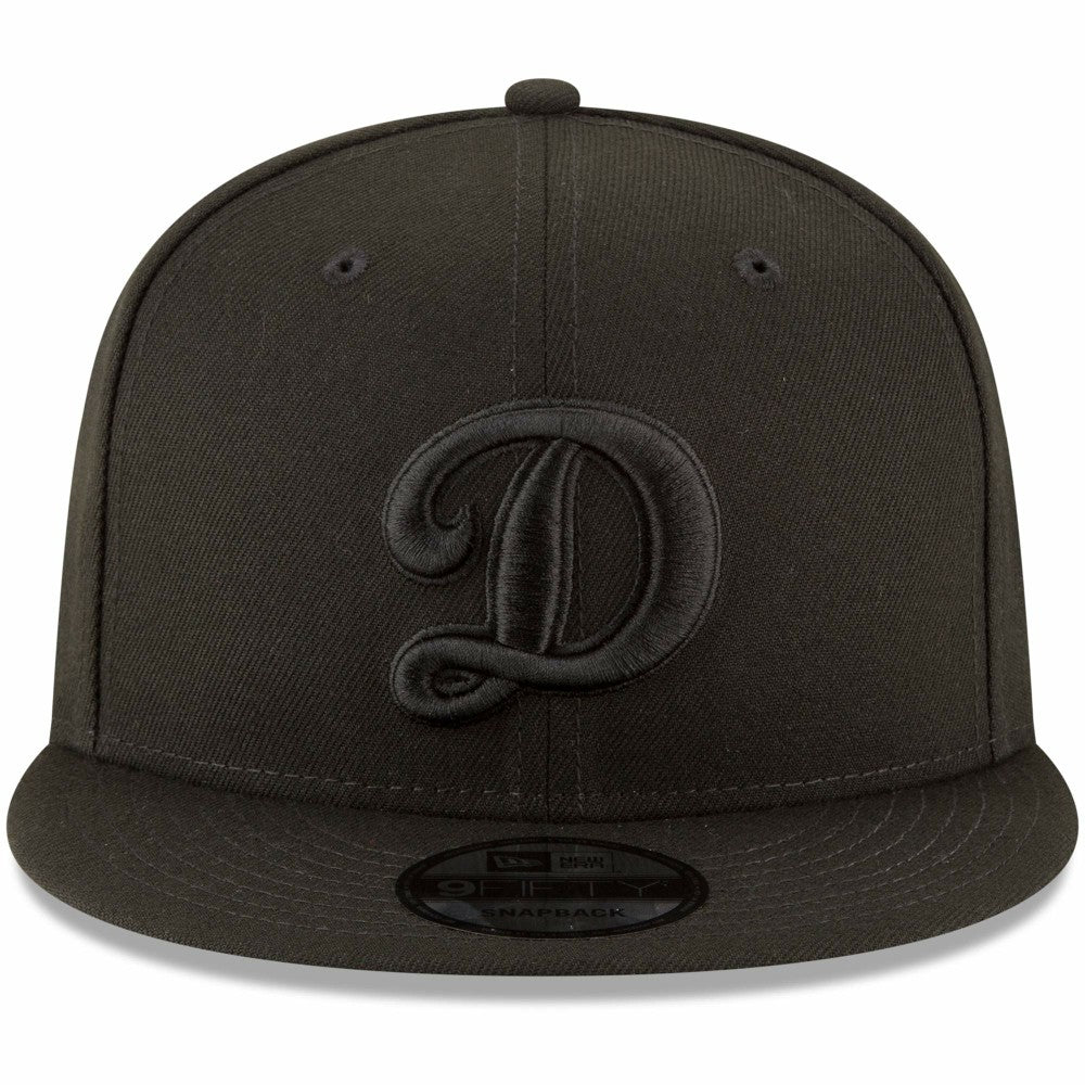 Black Los Angeles Dodgers New Era Script Logo Black on Black 9FIFTY Snapback Adjustable Hat