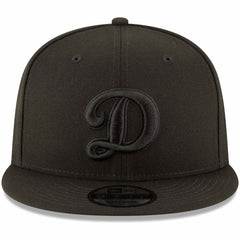 Black Los Angeles Dodgers New Era Script Logo Black on Black 9FIFTY Snapback Adjustable Hat
