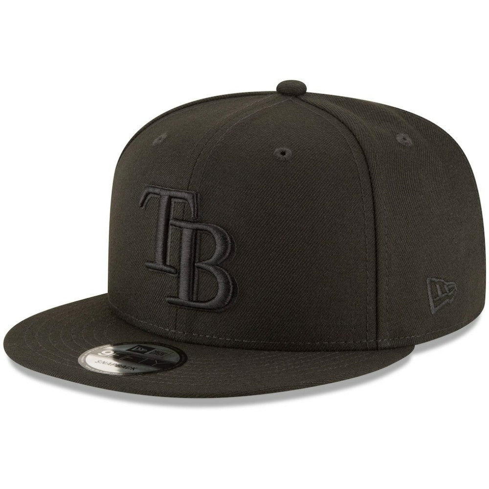 Black Tampa Bay Rays New Era Black on Black 9FIFTY Team Snapback Adjustable Hat