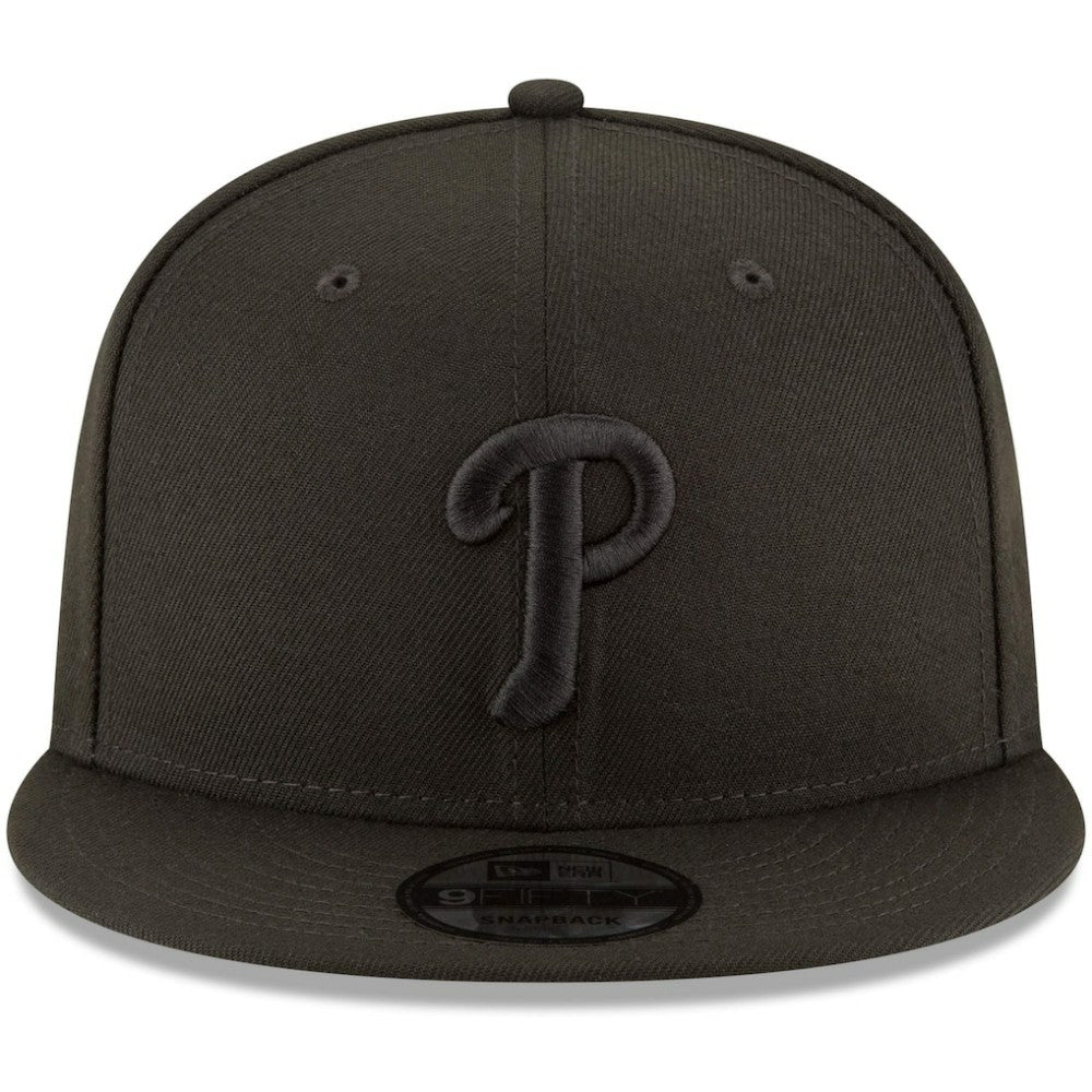 Black Philadelphia Phillies New Era Black on Black 9FIFTY Team Snapback Adjustable Hat