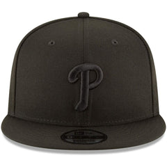 Black Philadelphia Phillies New Era Black on Black 9FIFTY Team Snapback Adjustable Hat