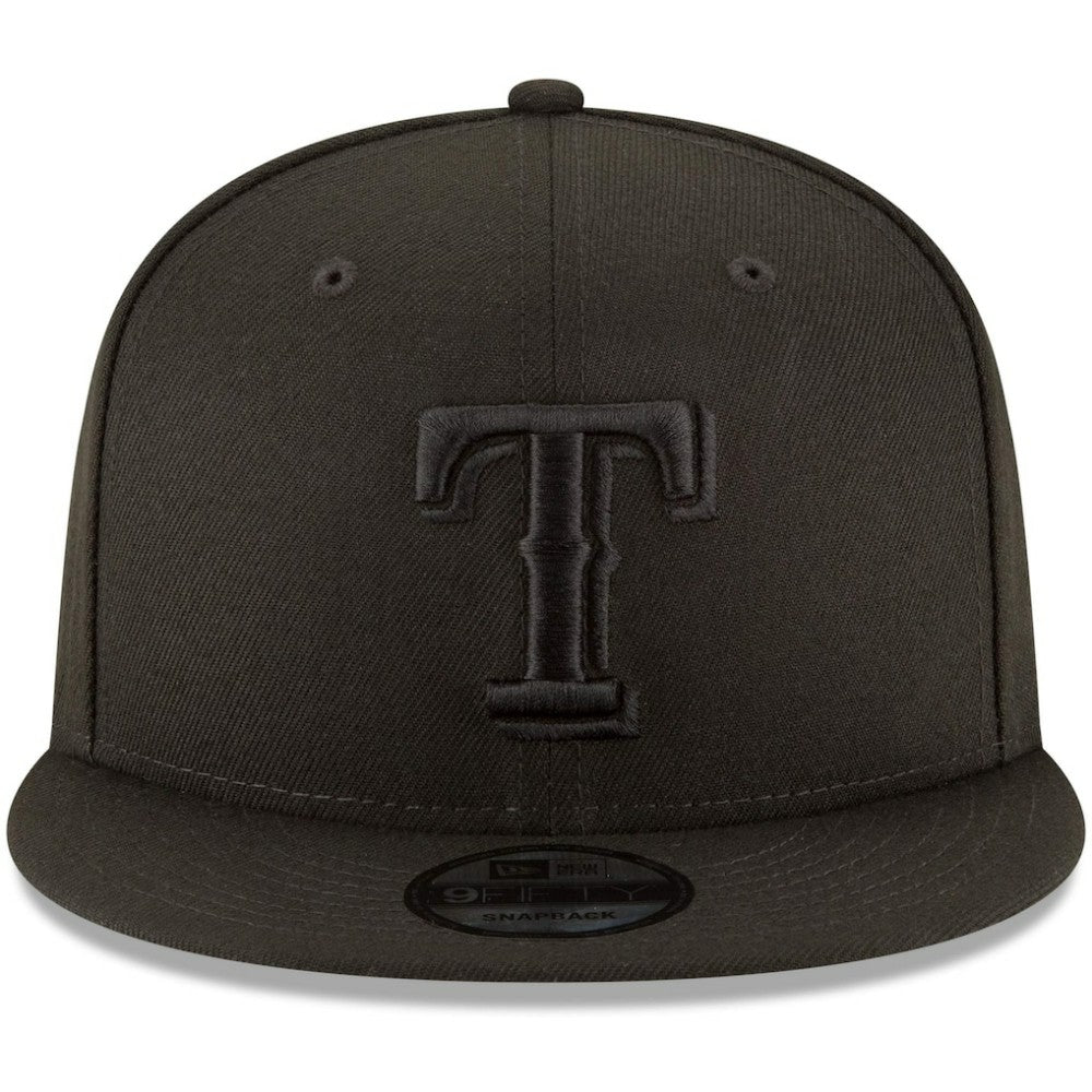 Black Texas Rangers New Era Black on Black 9FIFTY Team Snapback Adjustable Hat