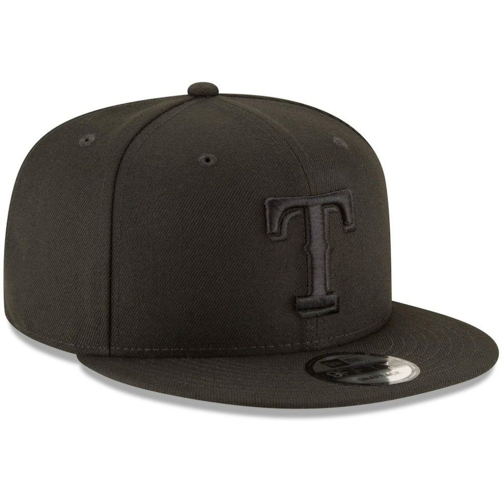 Black Texas Rangers New Era Black on Black 9FIFTY Team Snapback Adjustable Hat