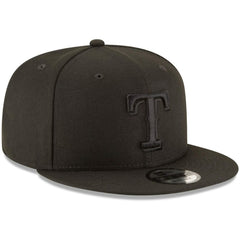 Black Texas Rangers New Era Black on Black 9FIFTY Team Snapback Adjustable Hat